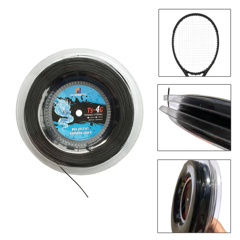 

1 Reel 1.30mm/1.25mm Tennis String 4G Polyester Training Racket String 200m Reel Gym Sport Outdoor Black String