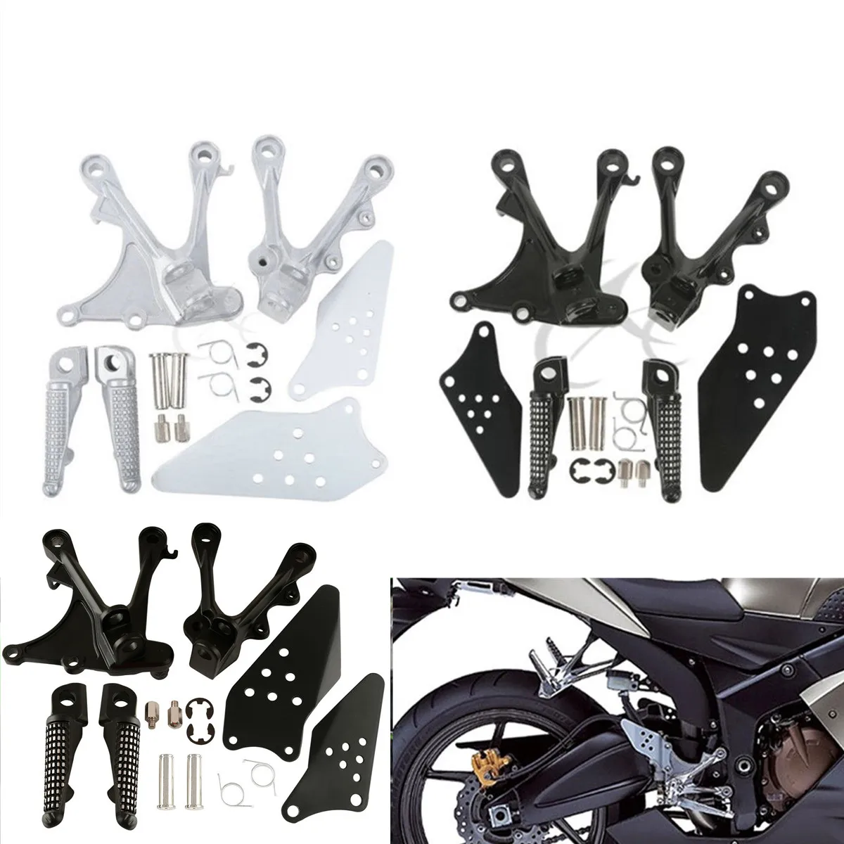 Front Footrest and Footpegs For Kawasaki Ninja ZX6R 2005-2008 ZX636 2005-2006
