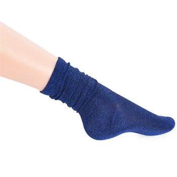 

Japan Style Women Glitter Cute Socks Autumn Winter Gold Sliver Shiny Ankle Socks In Tube Casual Foot Wear