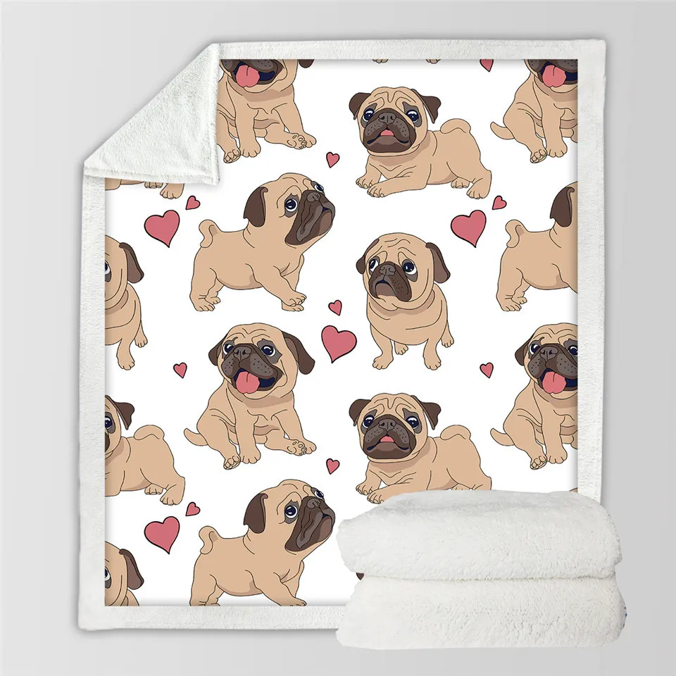 3D-Hippie-Pug-Sherpa-Blanket-On-Beds-Animal-Cartoon-Plush-Throw-Blanket-For-Kids-Bedspread-Bulldog (1)