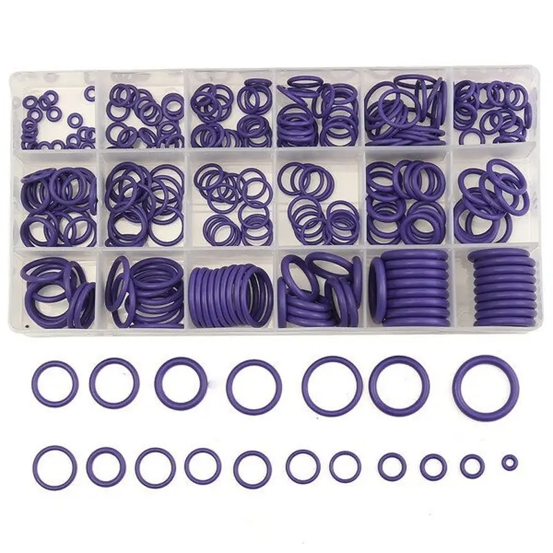 270-Piece O-Ring Assortment Kit - 18 Sizes, Green Rubber Seals For Car AC, Plumbing, Air & Gas Connections