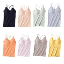 Женская Мода Бесшовный Мягкий Топ крест красота сзади жилет сексуальный камзол Кружева Длинные майки T