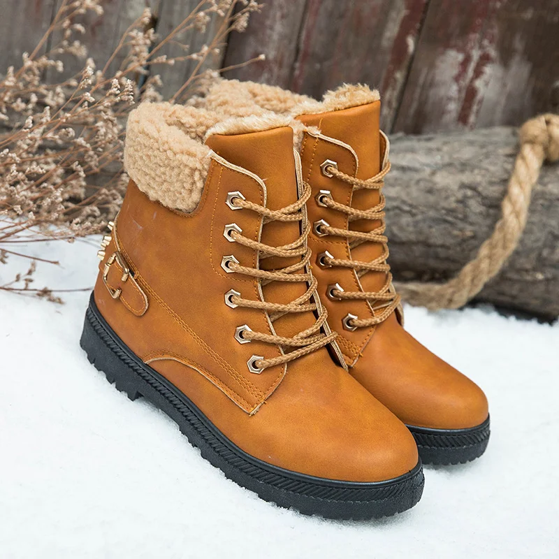 Snow Boots Snowboard Women's Plush Thickened Cotton Shoes Martin Winter Short Largewarm Ski Zapatos De Mujer | Спорт и