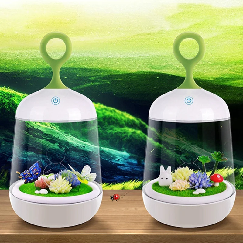 

Usb 3D Plant Diy Led Rgb Colorful Birdcage Nightlight Table Lamp Luminary Rechargeable Press Control Baby Bedroom Night Light(Bu