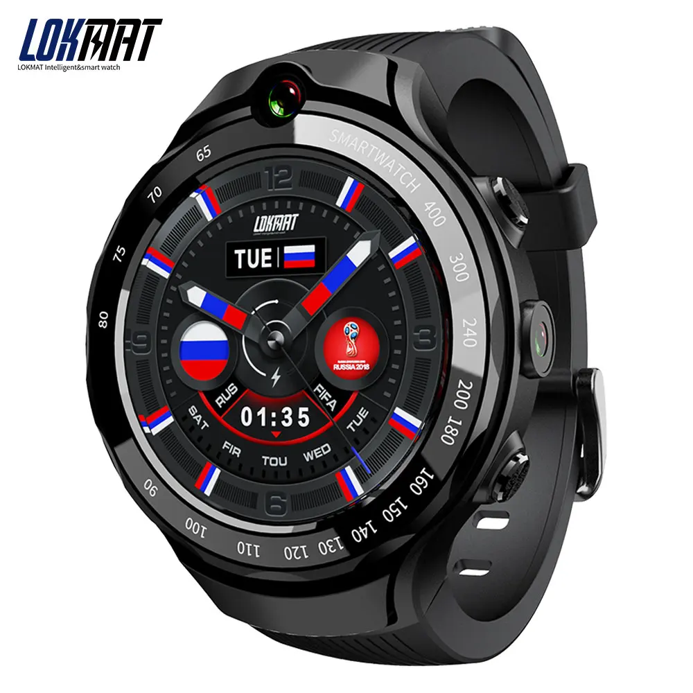 LOKMAT LOK02 4G умные часы для мужчин и женщин Смарт-часы Android 7,1 MTK6739 1 ГБ 16 ГБ AMOLED экран 5 Мп+ 5 Мп двойная камера gps Nano SIM WiFi