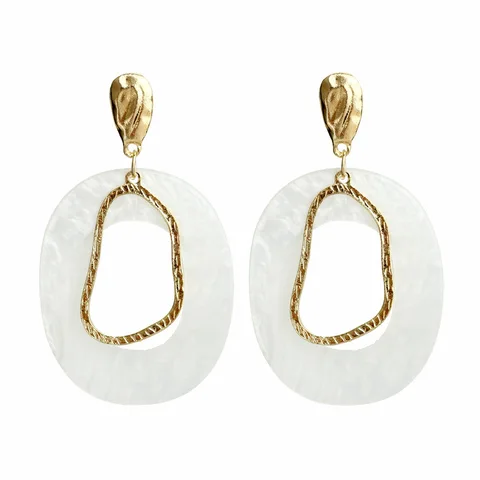 Acrylic Drop Earrings for Women Korean Fashion Jewelry Vintage Geometric Statement Earrings Big Gold Gifts