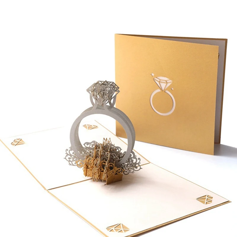  Laser Cut 3D Popup Diamond Ring Cards For Laser Cut Wedding Invitations Valentine's Day Wedding & E - 4000510247522
