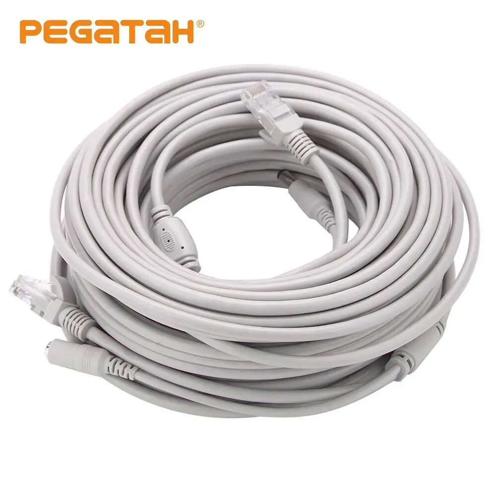 5 м/10 м/15 м/20 м/30 м опционально серый CAT5/CAT-5e Ethernet кабель RJ45 и DC мощность CCTV сети Lan кабель для системы ip-камер