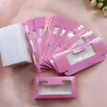 Atacado venda de cílios postiços embalagem caixa de papelão rosa logotipo personalizado 3d vison cílios holografia caixas caixa vazia