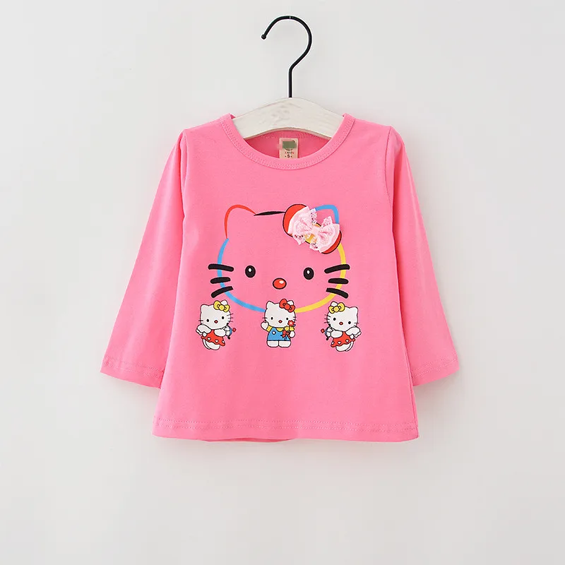 Baby Girls Cotton Summer Spring Autumn T-shirts Bird Print Butterfly Knot Decoration T- Shirt Long Sleeve O-neck Tops G111