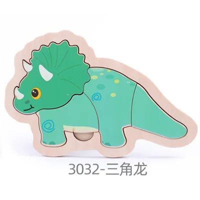 Triceratops Деревянные детские Мультяшные животные движения трехмерные головоломки детские образовательные силы головоломки игрушки нерегулярные - Цвет: Triceratops