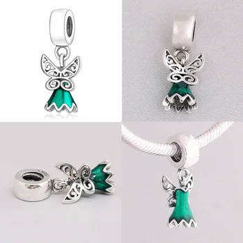 

Fit 925 Silver Original Charms Bracelets Green Angel Dangle Charm Bead Pendant For Sterling Original Bangle Jewelry Making DIY