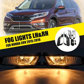 

1 Pair 12V 55W Front Bumper Fog Light Lamp&Grilles w/ Harness Car DRL daytime running light Turn Signal for Honda CRV 2015 2016