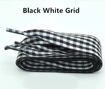 Hohe Qualität 2,5 cm Britischen Stil Gitter Schnürsenkel Frauen Männer Druck Sport Casual Basketball Schwarz Weiß Schuhe Schnürsenkel – Detail 21