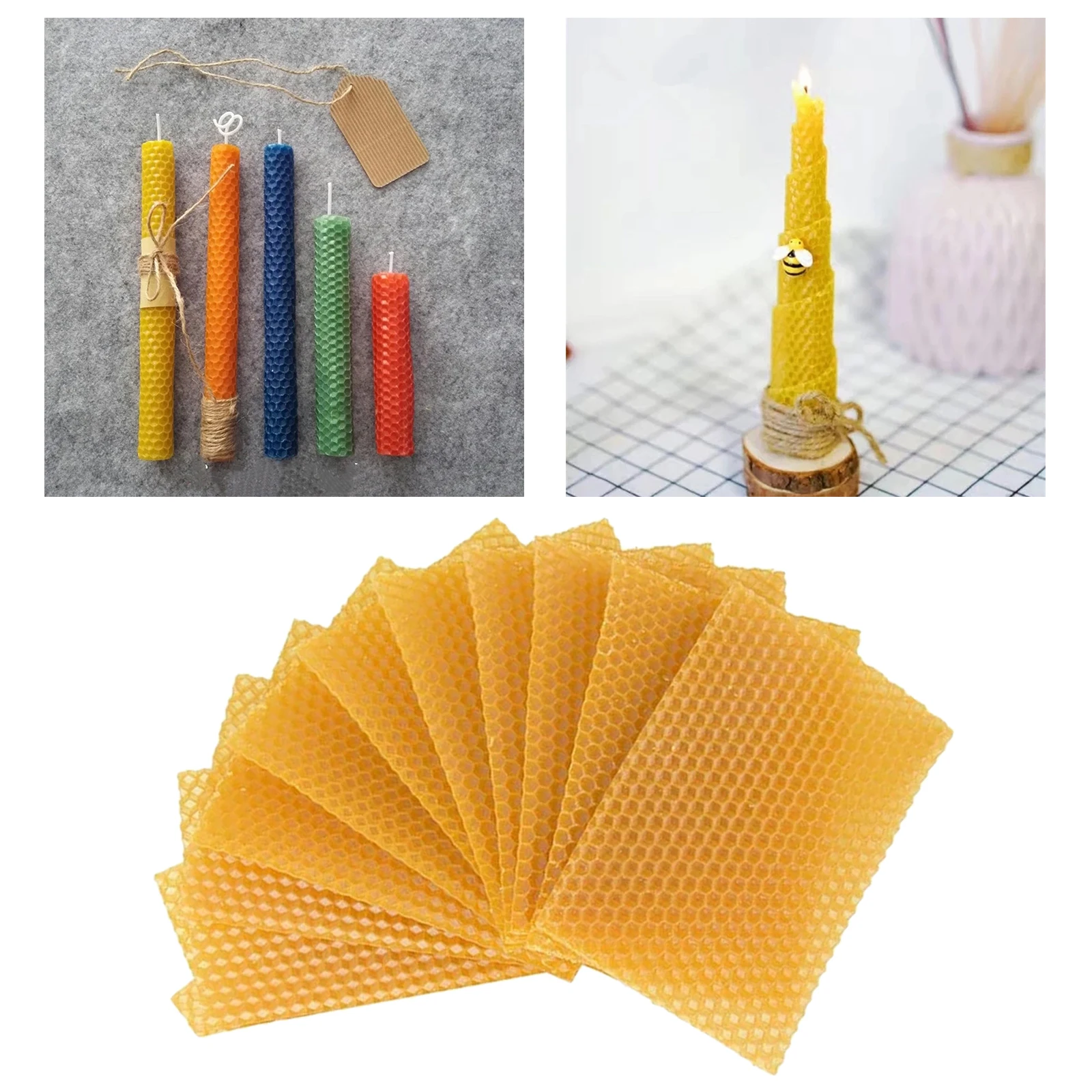 10Pcs Beeswax Sheets Candle Making Craft DIY Kits Honey Candles Maker Full Bees Wax Honeycomb Beekeeping Foundation Sheets beekeeping tools,beeswax candle making kits