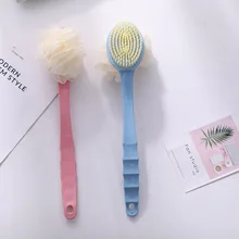 Мягкая щетка для ванны с длинной ручкой, щетка для ванны из натуральной щетины, домашняя мочалка-букле, щетка для спины, не требующая помощи, щетка-лейка для собак