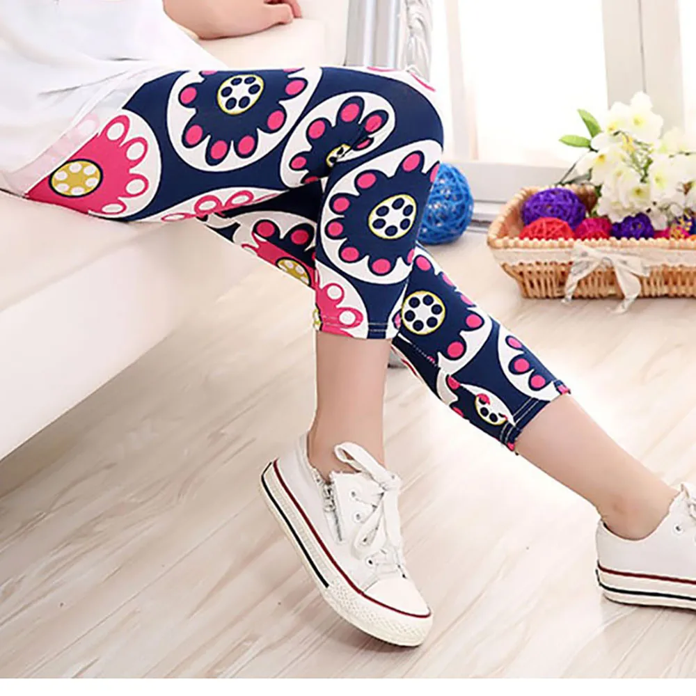 tights Summer Girls Cropped Trousers Printing Stockings Flower Kids Baby Pencil Pants baby girl clothes tights for girls