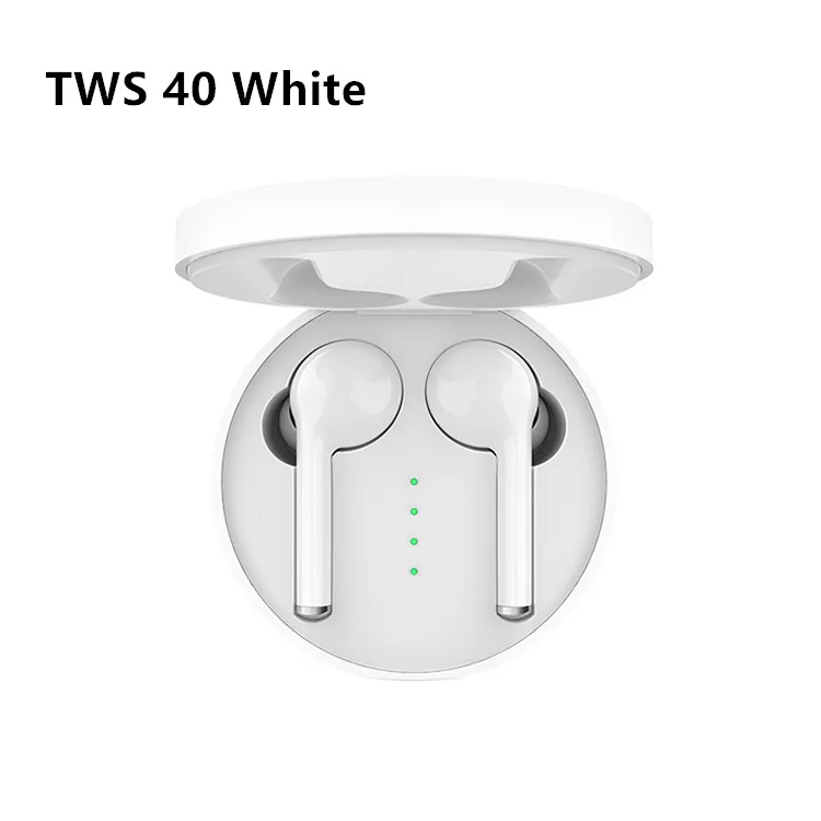 TW40 TWS, беспроводные наушники Bluetooth 5,0, супер бас, 6D 3D, Hi-Fi, стерео гарнитура, свободные руки, вызов, спортивные двойные наушники, встроенный HD микрофон - Цвет: Белый
