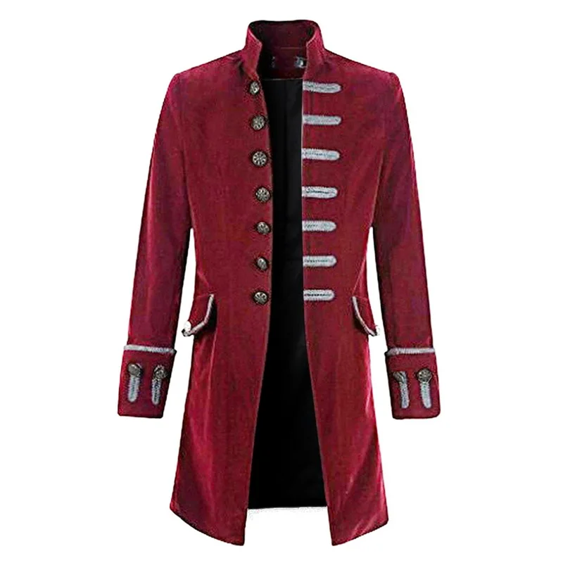 wine red Костюм для мужчин Slim Fit Мужской s саморазвитие бархат готика стимпанк чистого цвета Пальто Повседневное с длинным рукавом костюм жаккард одежда - Цвет: wine red
