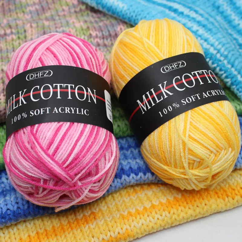 Knitting Yarn Dyed Milk Sweet Soft Cotton Baby Crochet Wool Yarn Thick Yarn Fiber Hand Knitting for DIY Sweater