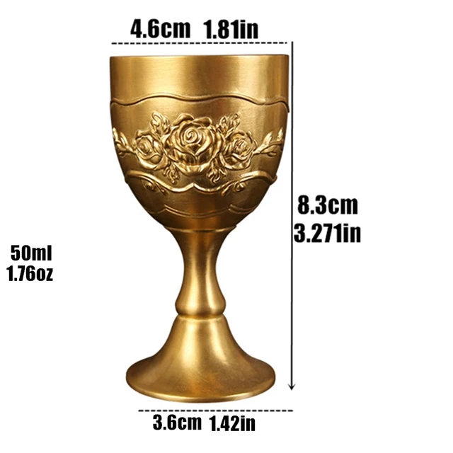 Brass Mini Wine Glass Relief Vodka Goblet 100ml 50ml Spirits Cup Gold Ancient Tumbler Portable Personalized Wedding Decoration 50ml