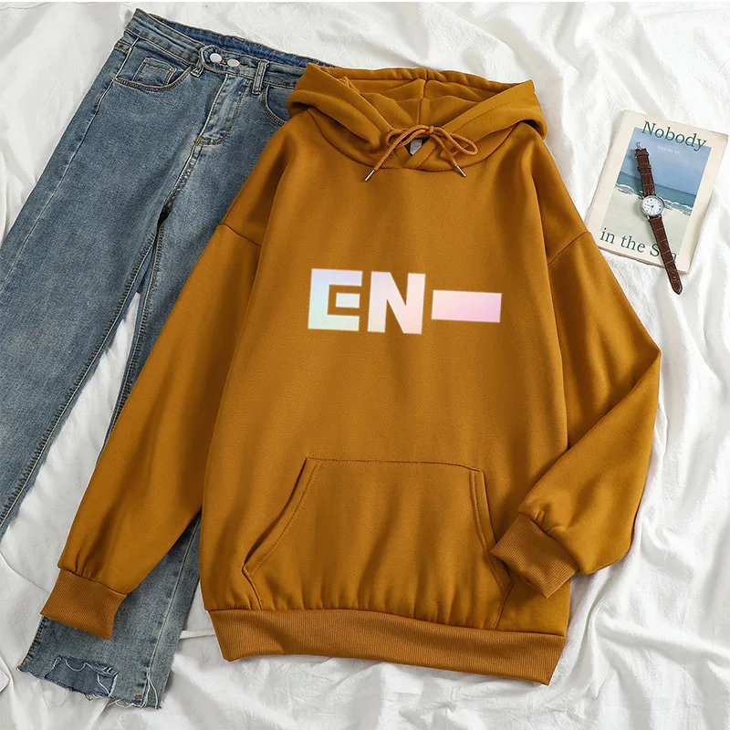 Kpop Cute Engene Enhypen Letter Hooded Y2K Casual Hoodie Couples Sweatshirt Oversize Autumn Coat Sports Loose Outfit Women Man Casual Hoodies 