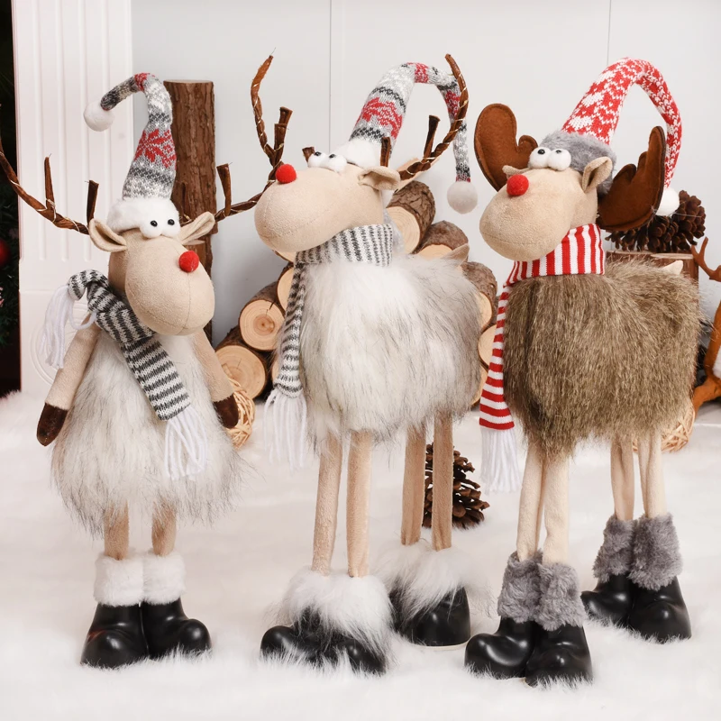 Tree Christmas Decorations Tall Deer Doll 2021 Christmas Long-Legged Gray Deer Angel Christmas Doll Noel Christmas Items