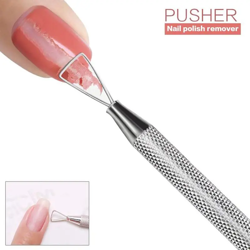Cuticle Pusher Stainless Steel Triangle-ShapeCuticle Peeler Scraper Remove Gel Nail Polish Nail Art Remover Tool