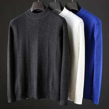 

JSBD brand light luxury 2019 autumn and winter new semi-turtleneck pure color sweater men thickened warm jumper