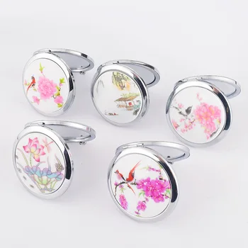 

Blue and white porcelain ceramic metal makeup mirror portable folding mirror beauty mirror Chinese style small mirror gift