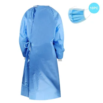 

Raincoat Dustproof And Clean Protective Isolation Clothing Blouse 10 Masks Home Solid Color Long Sleeve Protective Clothing #Zer