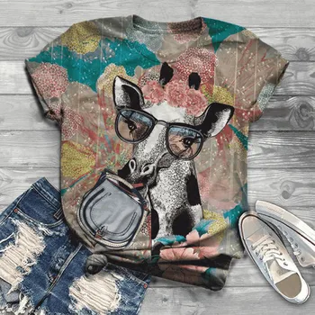 

2020 Plus Size Woman Tshirts Short Sleeve 3d Animal Printed O-Neck Tops Tee T-Shirt Blusas Mujer Camisetas Ropa De Mujer