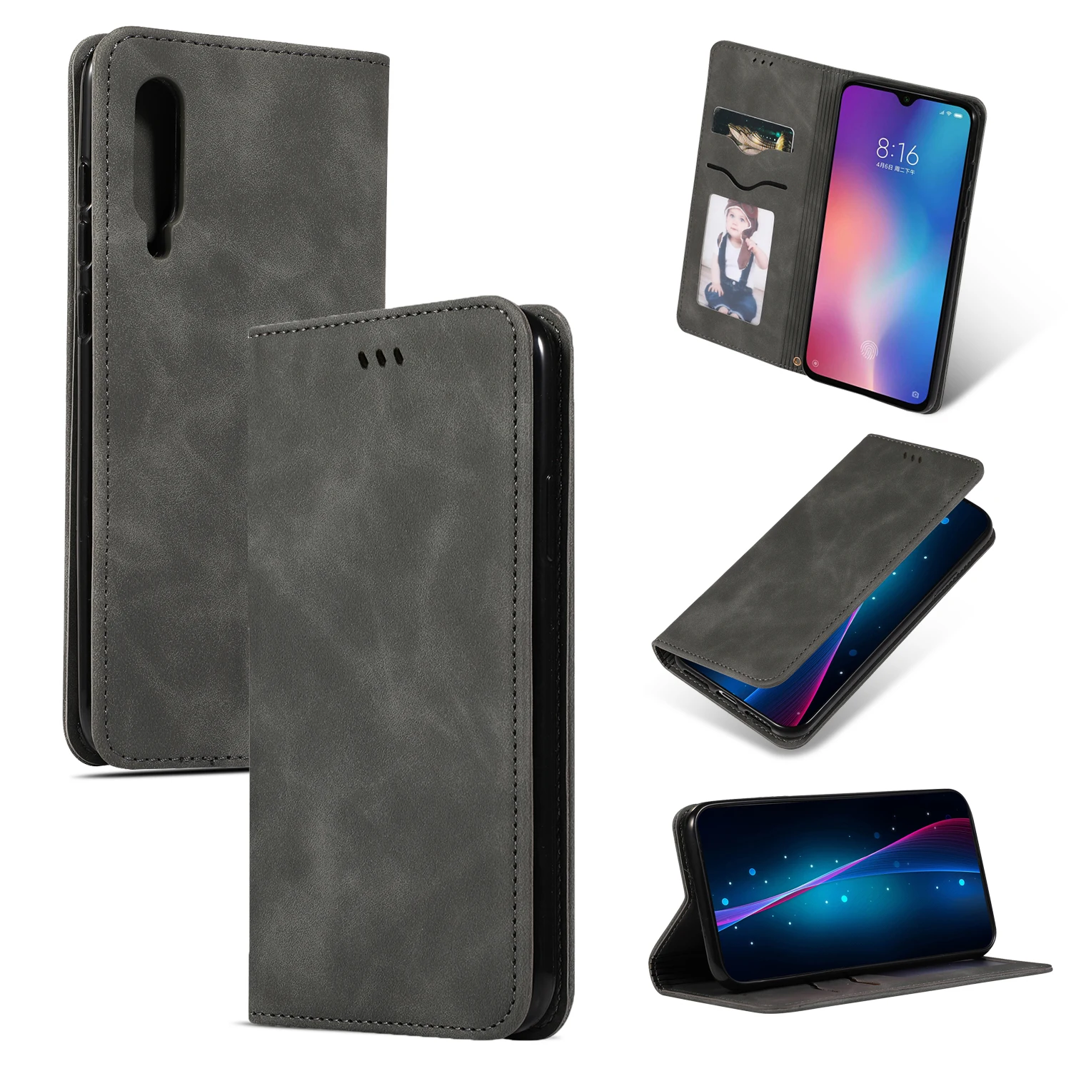 Роскошный кожаный чехол-книжка для Xiao mi Note 8 mi 9 Se 9t Red mi K20 8A Note 8 7 6 Pro магнитный держатель для карт кошелек Подставка чехол-книжка - Цвет: Green