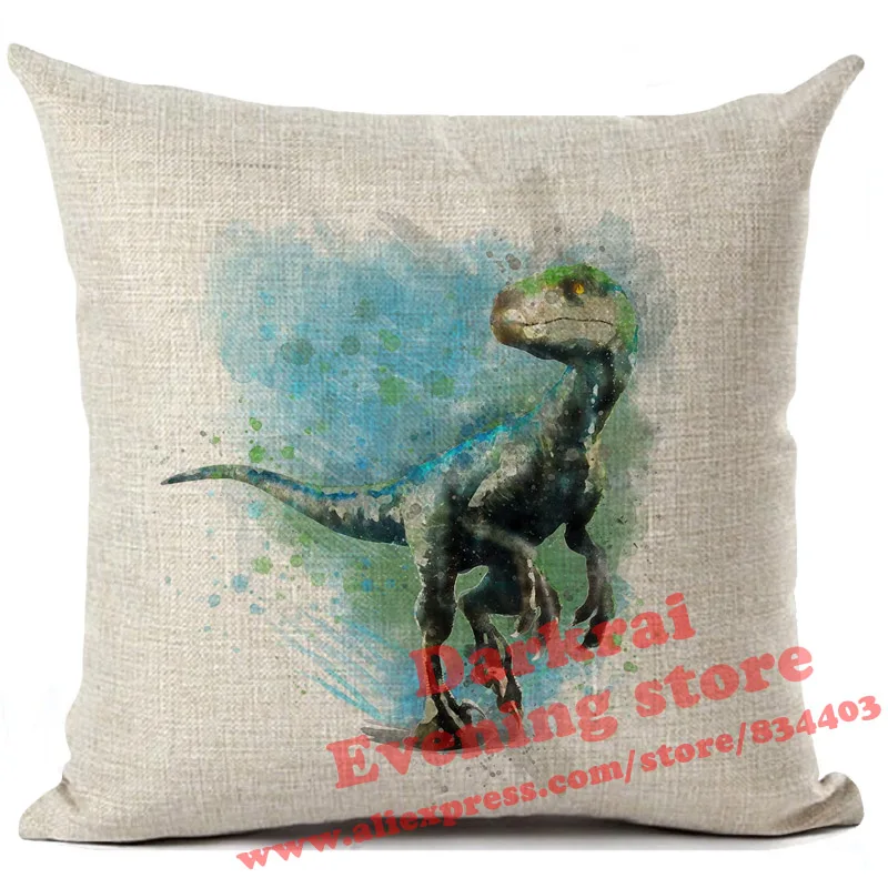 AOYEGO Dinosaur Throw Pillow Cover Skateboard Cool Animal Funny Cartoon Fast Ride Street Leisure Predator Pillow Case 18x18 Inch Decorative Cotton Linen Cushion for Home Couch