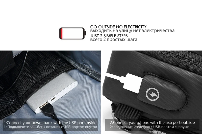 EURCOOL Men Crossbody Shoulder Bag USB Charging N2003