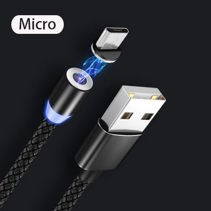 Магнитный кабель для быстрой зарядки Micro-USB Lightning Кабель для магнитного зарядного устройства type C USB кабель для смартфонов и мобильных телефонов USB шнур - Тип штекера: For MICRO BLACK