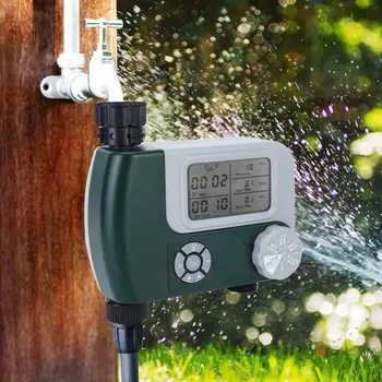 

2 Outlet Garden Automatic Water Timer Digital Irrigation Controller LCD Display Home Hose Faucet Autoplay