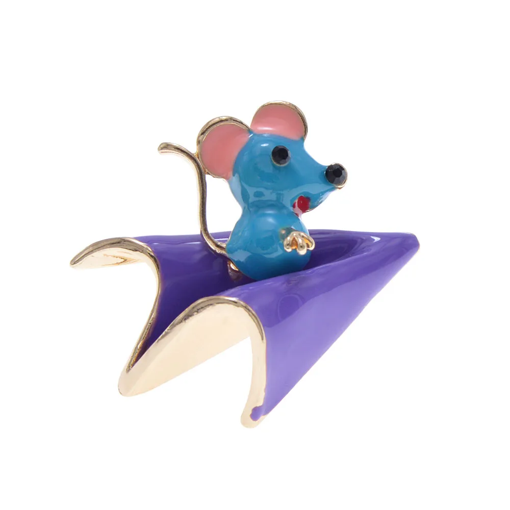 Синди Сян(сочетание ароматов риса и орехов) 4 цвета эмаль маленькая брошь в виде мыши брошь с животными китайский Мышь год 12 китайского зодиака булавки высокое качество - Окраска металла: BR80116-blue