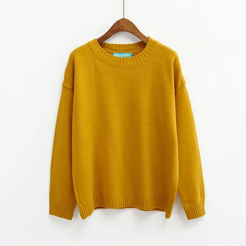ginger Neploe Pull Femme осенне-зимний женский свитер корейский однотонный Вязаный топ с длинными рукавами Свободный Повседневный пуловер Джемперы 54055 - Цвет: ginger