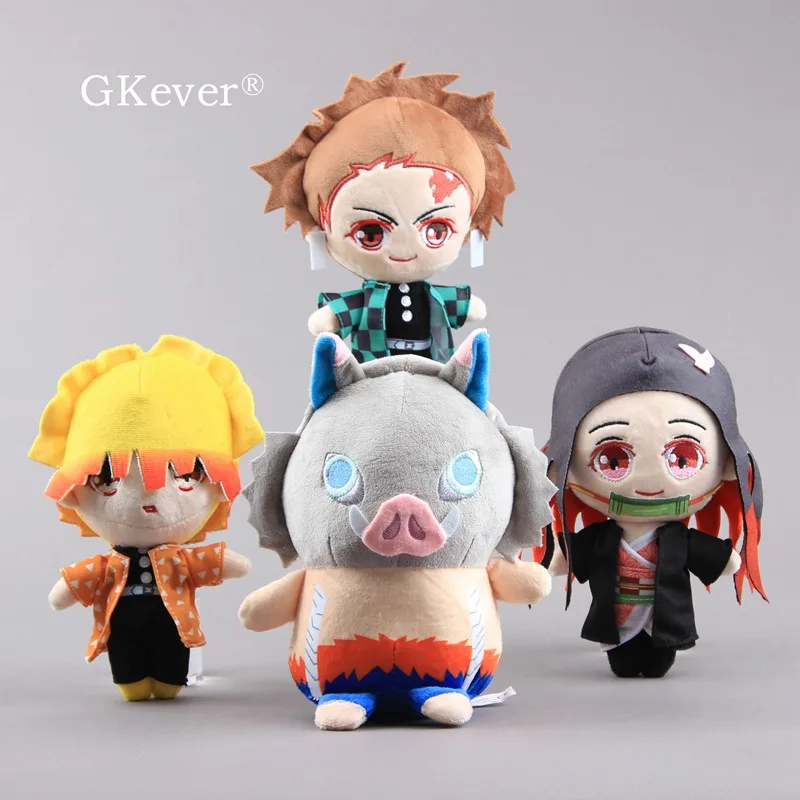 

Demon Slayer: Kimetsu no Yaiba 4 Pcs/set 8" 20 cm Hashibira Inosuke Agatsuma Zenitsu Plush Doll Cool Stuffed Toys Gift