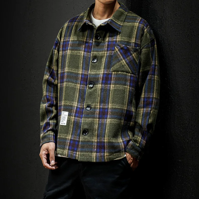 Мужская повседневная фланелевая рубашка в клетку большого размера, Повседневная рубашка в клетку, уличная Модная рубашка, флисовая рубашка с длинным рукавом