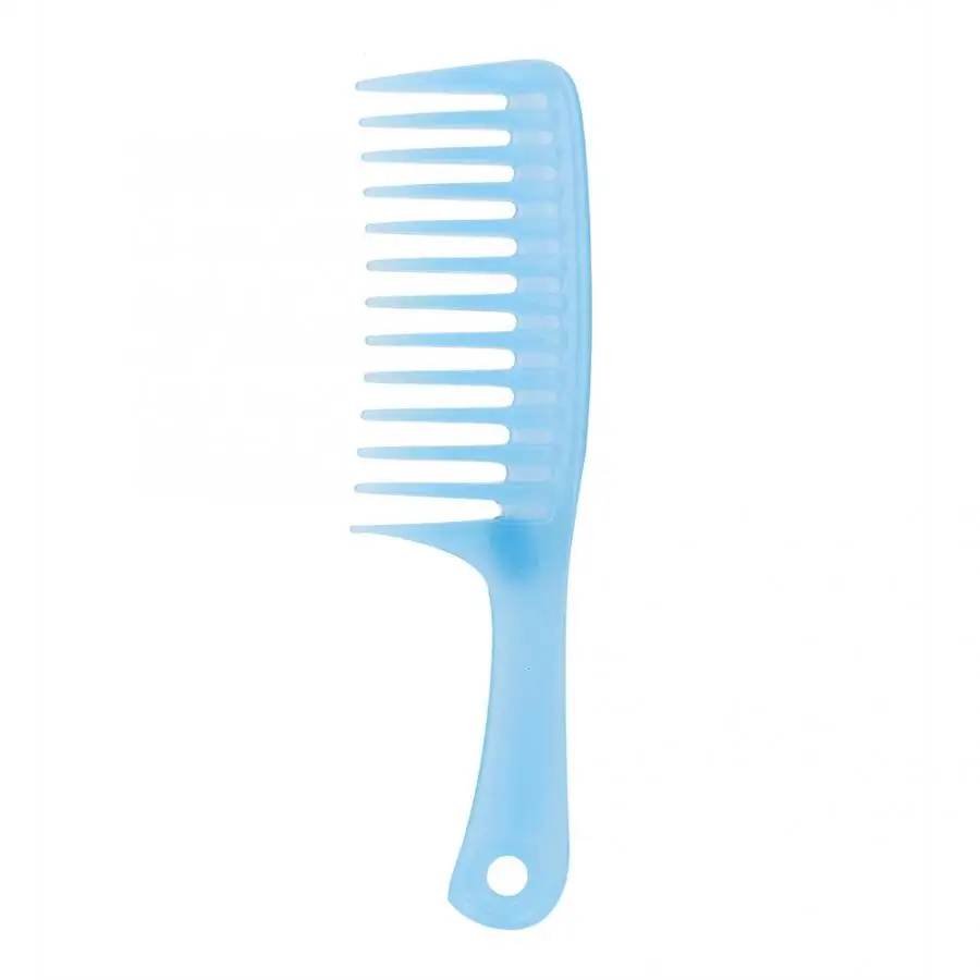 Beard Comb Single Row Tooth Hair Massage Comb with Handle Beauty Tools for Dry Wet Curly Hairbrush - Цвет: Blue