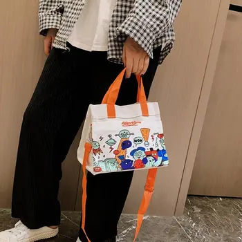 

Fashion Style Bag 2020 New Style Fashion College Style Fashion Graffiti Mass Versatile INS Hand Shoulder Square Sling Bag