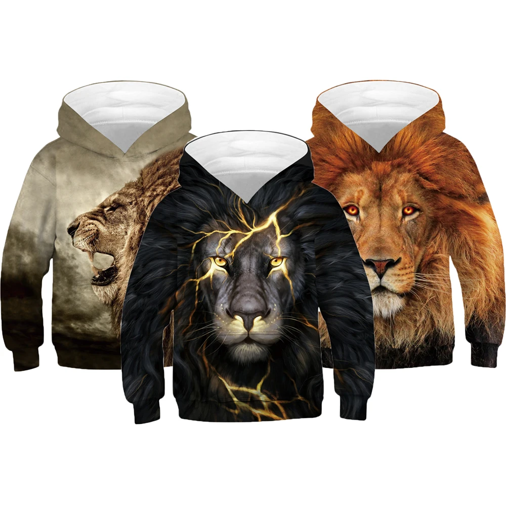 3D LION Boys Hoodies Teens Autumn Hooded Sweatshirt For Boys Kids Sweatshirt Coats Children Clothes Long Sleeve Pullover Tops