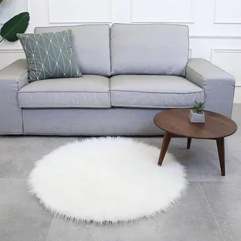 

Wool Carpet 90X90cm Sofa Luxurious Fluffy Rugs Carpet Floor Multicolored Circular Chair Home Mat Bedroom Decoration Living Room