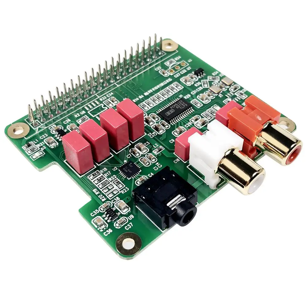 כובע Rpi HiFi DAC עבור Raspberry Pi תואם את Raspberry Pi Zero, Zero W, 3B, 3B+, Pi 4, Pi 5 עם מחבר 40-pin