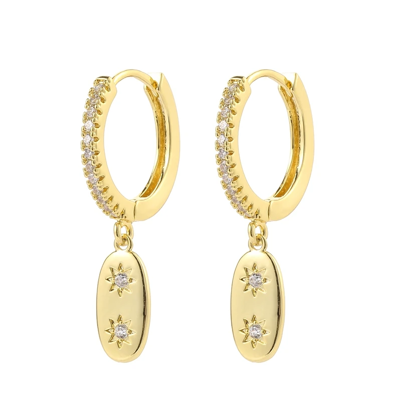 Drop Earrings Fashion Geometric Creativity Star Heart Pendant Hoop for Women Girls Party Jewelry