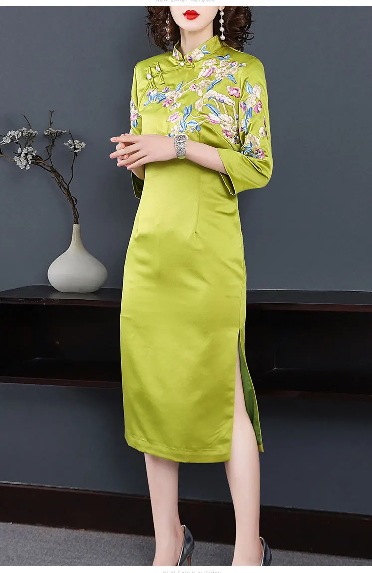 Весна новое женское Ретро вышитое платье cheongsam китайский стиль длинное вышитое качественное платье