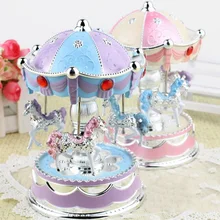 1 шт романтическая Европейская карусель музыкальная шкатулка ПВХ карусель круглые музыкальные коробки Рождественский подарок для детей