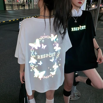 

Graffiti Print Short Sleeve Korean T-Shirt Women Funny Sexy Casual Gothic T Shirt Butterfly Top Tee Harajuku Oversized Tops